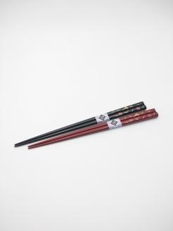 川連漆器 夫婦箸吹寄せ蒔絵木箱入【阿部健吉商店】[H5-5305]