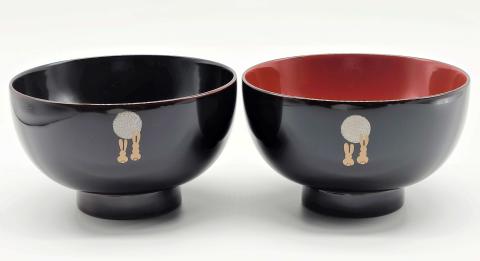 川連漆器 夫婦椀 月見うさぎ【佐藤豊八商店】[H5805]