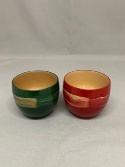 川連漆器 起き上るぐい呑みペア（2入）【山忠漆器】[H6403]