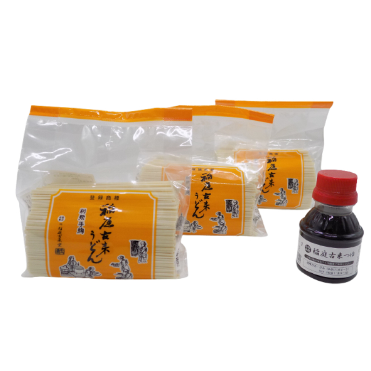 稲庭古来うどん 短寸400g×3袋＋麺つゆ100ml付き ふるさと納税 うどん ふるさと納税 稲庭うどん 秋田県 人気 ランキング 稲庭干饂飩 麺【(有)稲庭古来堂】[M1402]