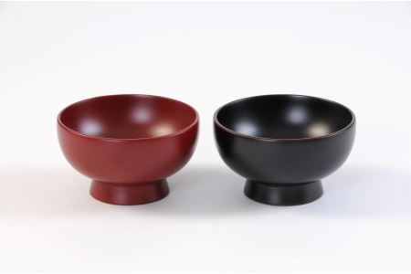 川連漆器 銀朱・銀溜夫婦そば椀[佐藤商事][D5502]