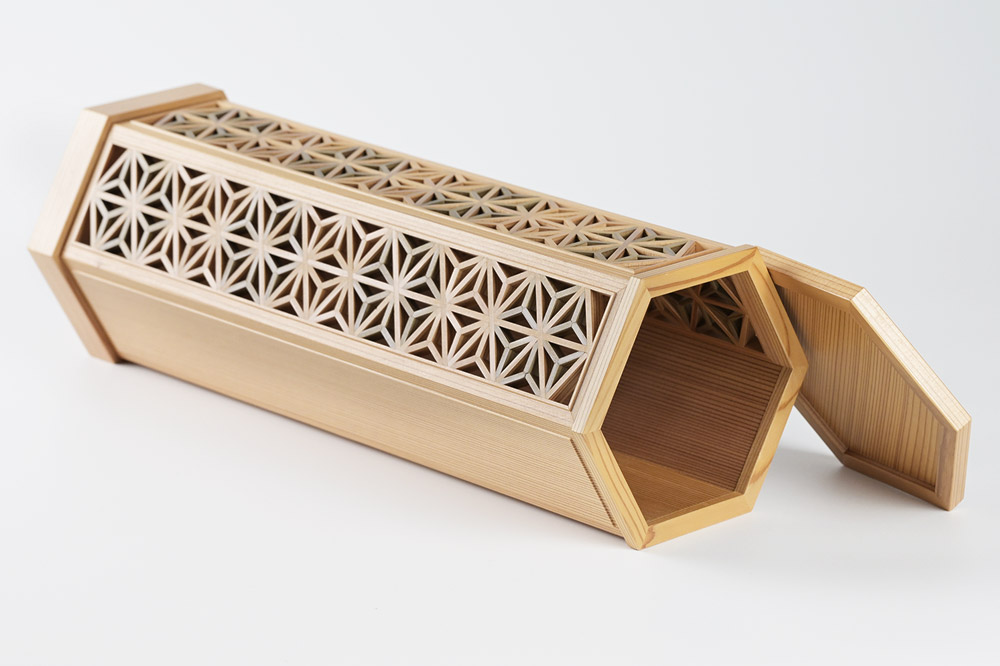 組子細工 ボトルケース 六角（W145×H385×D145mm）伊藤建具製作所 秋田県 由利本荘市