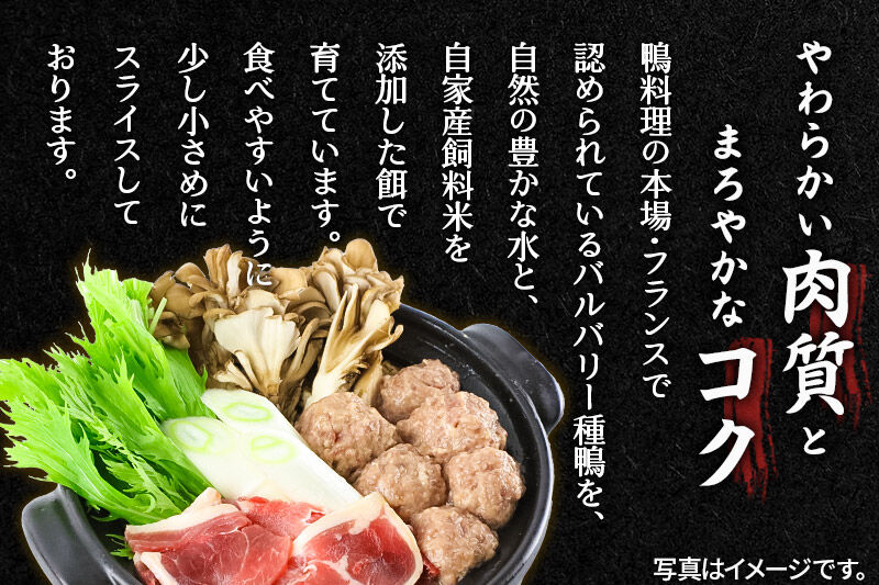 国産 フランス鴨 鍋つみれセット 合計490g（モモスライス240g 鴨つみれ250g スープ200ml×2）鴨肉 冷凍 秋田県 由利本荘市
