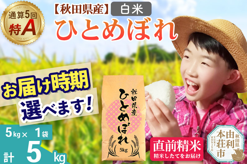 《1回のみお届け》令和7年産 【白米】通算5回特A 秋田県産ひとめぼれ 5kg(5kg×1袋) 配送時期選べる お米 米 こめ 藤岡農産