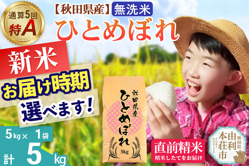 《1回のみお届け》令和7年産 【無洗米】通算5回特A 秋田県産ひとめぼれ 5kg(5kg×1袋) 配送時期選べる お米 米 こめ 藤岡農産