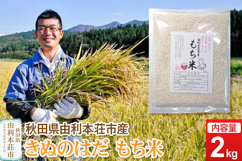 《予約受付》令和7年産【もち米】 2kg 秋田県由利本荘市産 きぬのはだ 精米 2kg