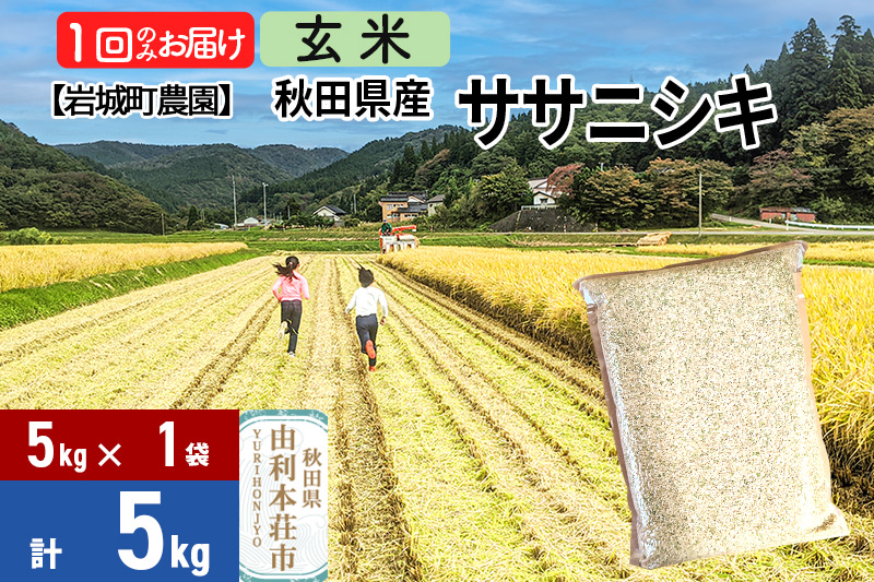 【玄米】秋田県由利本荘市産 ササニシキ 5kg(5kg×1袋) 令和7年産 真空パック 岩城町農園
