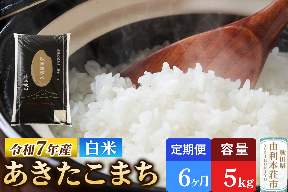 《定期便6ヶ月》令和7年産 【白米】極上秋田銘柄米 あきたこまち 5kg 米 お米 白米 精米 ブランド米 銘柄米 秋田県産