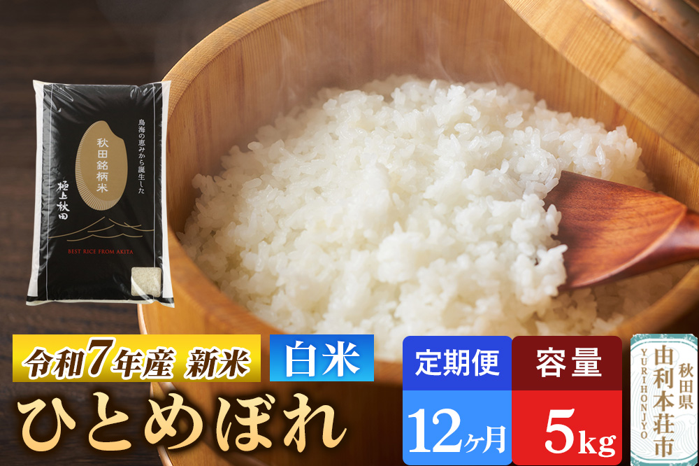《定期便12ヶ月》令和7年産 【白米】極上秋田銘柄米 ひとめぼれ 5kg 【2025年10月下旬出荷予定】