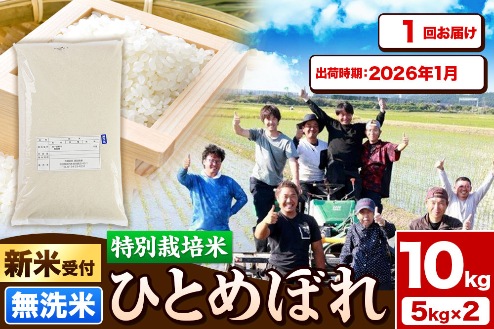 《新米受付》令和7年産【無洗米】特別栽培米 ひとめぼれ 10kg（5kg×2袋）秋田県産【2026年1月出荷】