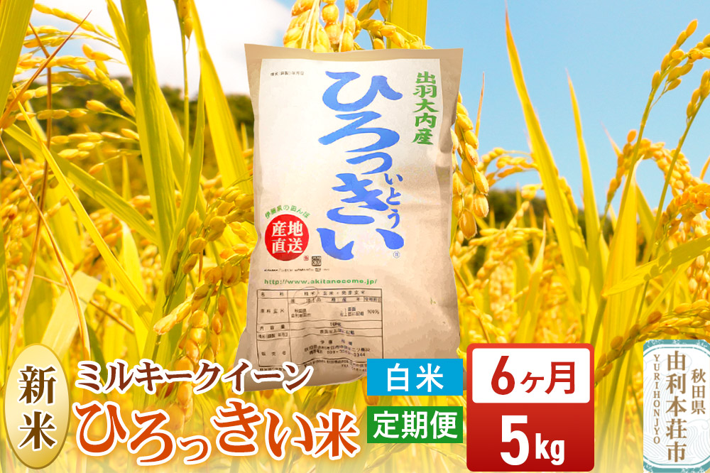 《定期便6ヶ月》【白米】 秋田県産 ミルキークイーン 5kg  令和7年産 ひろっきい米