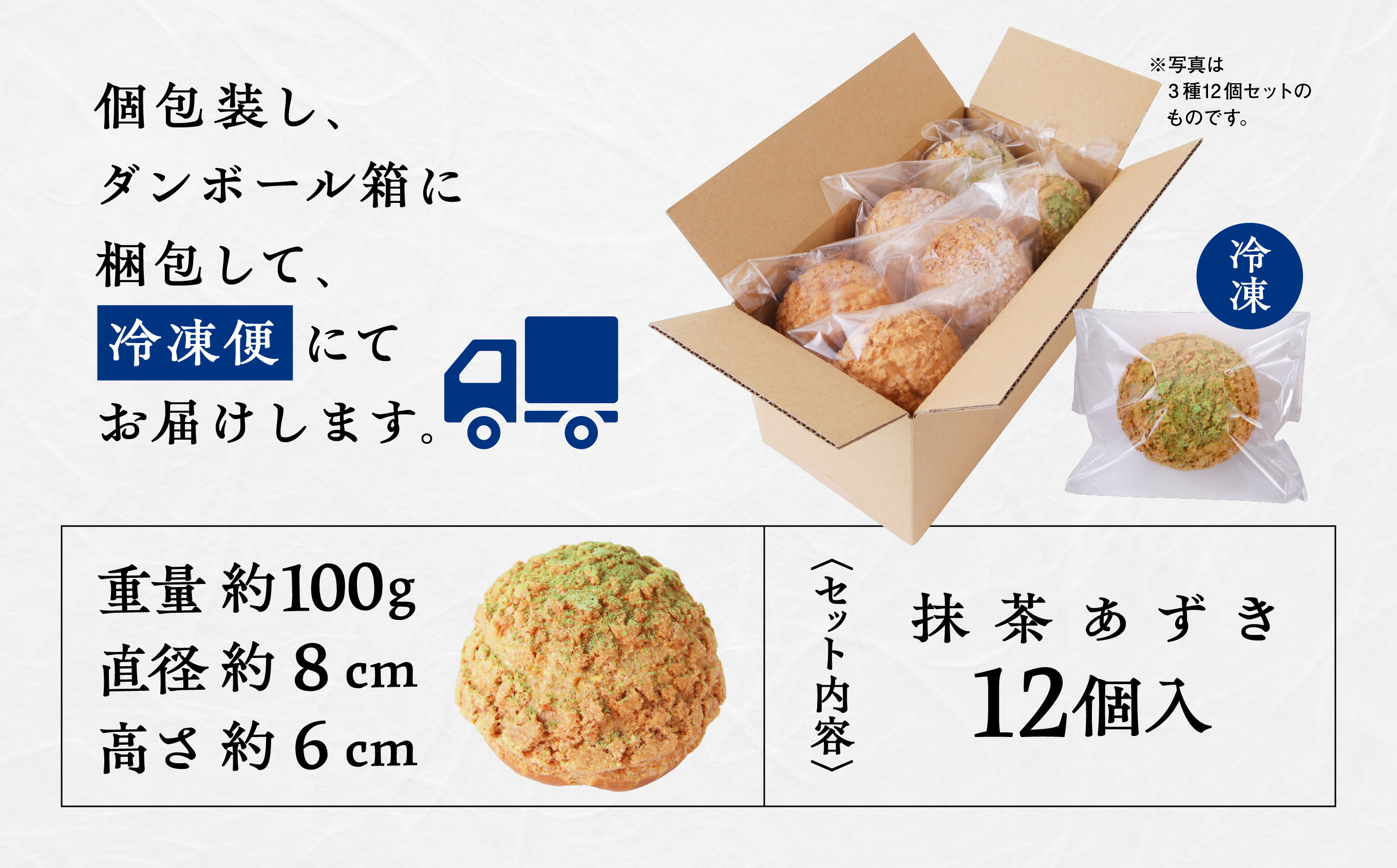 サキホコレ米粉使用 かたがみシュー（抹茶あずき）12個入