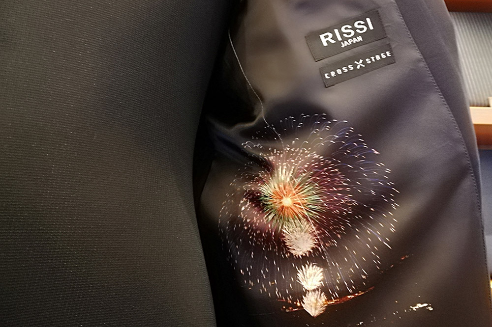 「CANONICOジャケット（大曲の花火プリント裏地）」Mサイズ［濃紺］【CROSS STAGE】