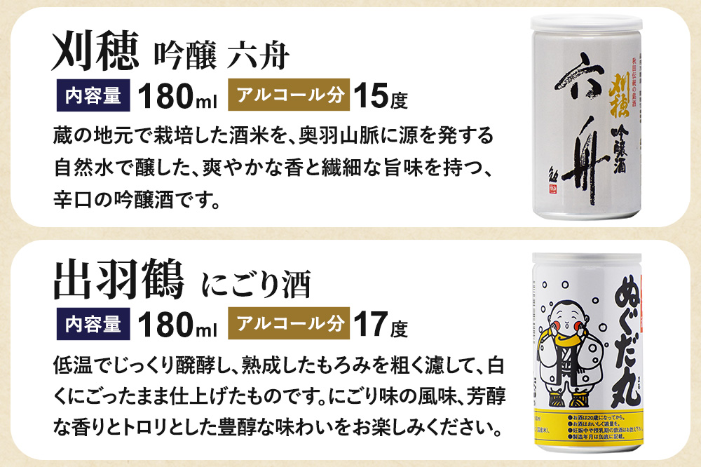 大仙市呑みくらべ少量セット 刈穂・出羽鶴・福乃友・精撰・秀よし（180ml×6本） 秋田県 大仙市