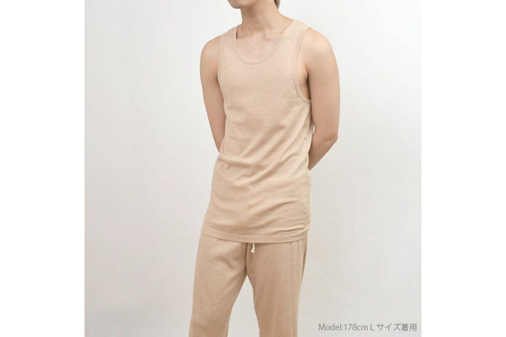 nayuta オーガニックコットン メンズ リラクシングウェア タンクトップ ブラウン【M】 秋田県 大仙市