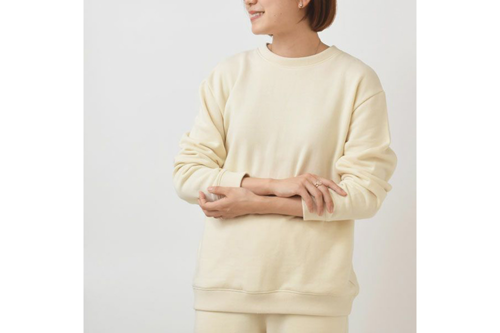 nayuta オーガニックコットン 裏起毛あったか スウェットシャツ 生成【L】ユニセックス 秋田県 大仙市