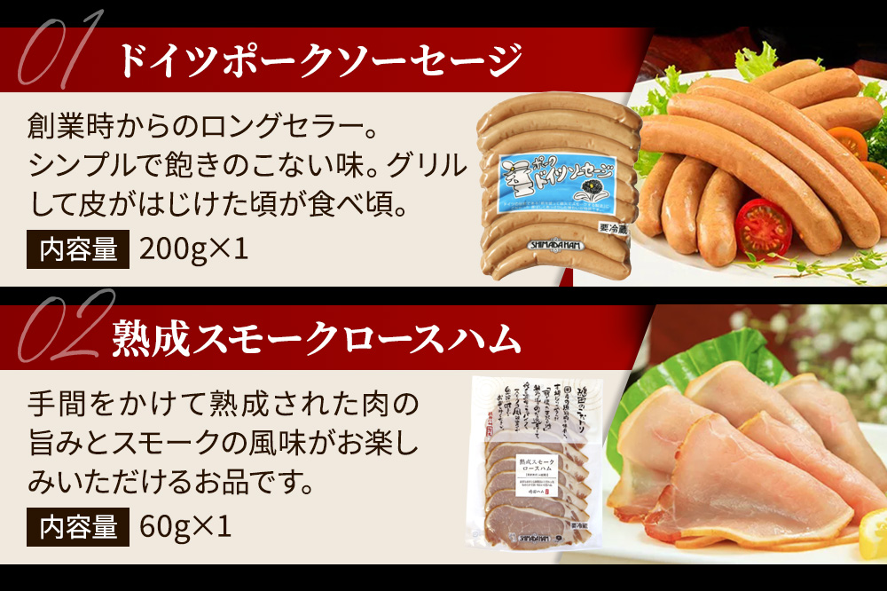 嶋田ハム おつまみセット ソーセージ・ハム・ベーコン・サラミ