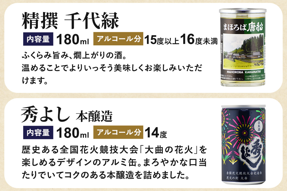 大仙市呑みくらべ少量セット 刈穂・出羽鶴・福乃友・精撰・秀よし（180ml×6本） 秋田県 大仙市