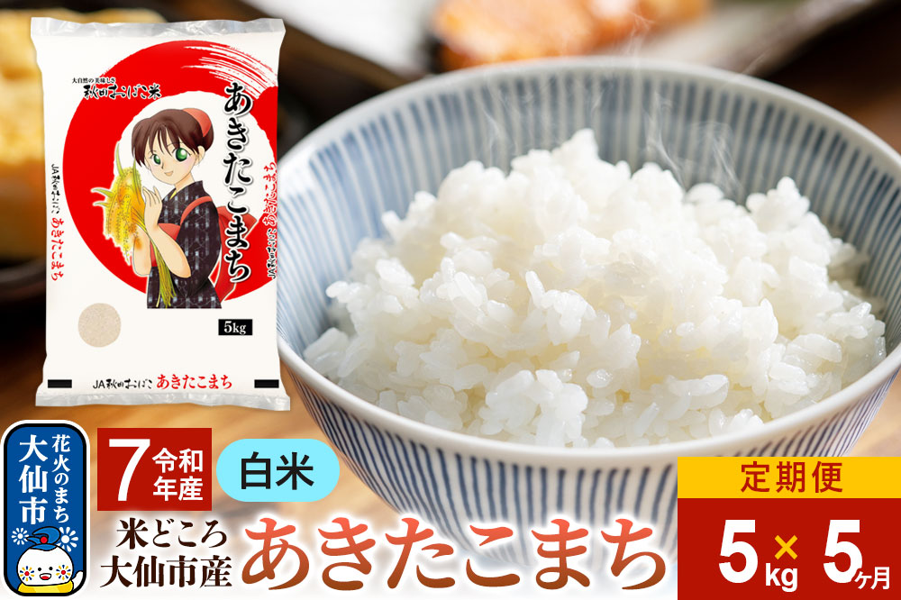 米 新米 令和7年産《定期便5ヶ月》【白米】あきたこまち 5kg 秋田県 大仙市産