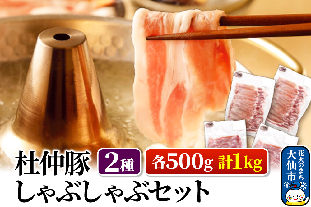 杜仲豚 しゃぶしゃぶセット 2種 各500g 計1kg (ロース、もも)【物産中仙】 豚肉 鍋