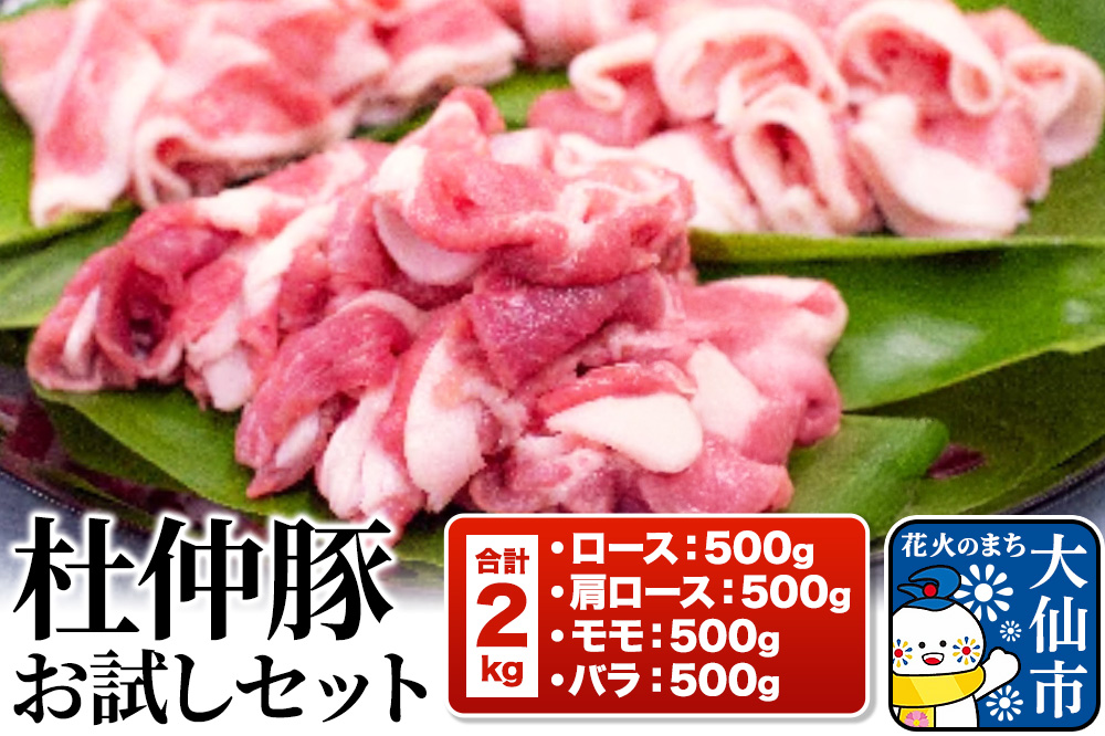 杜仲豚 お試しセット ロース、肩ロース、モモ、バラ 各500g 計2kg【長沼商店】 豚肉
