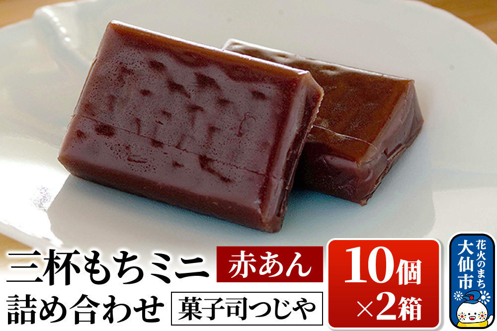 三杯もちミニ(赤あん) 10個 詰め合わせ×2箱【菓子司つじや】