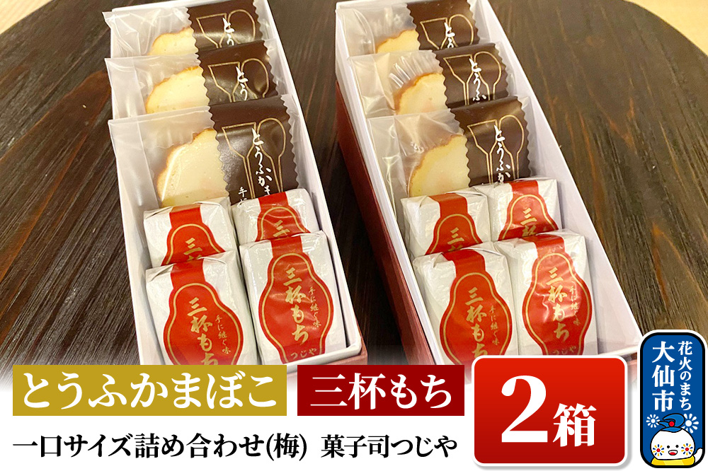 とうふかまぼこ・三杯もち 一口サイズ詰め合わせ(梅)×2箱【菓子司つじや】