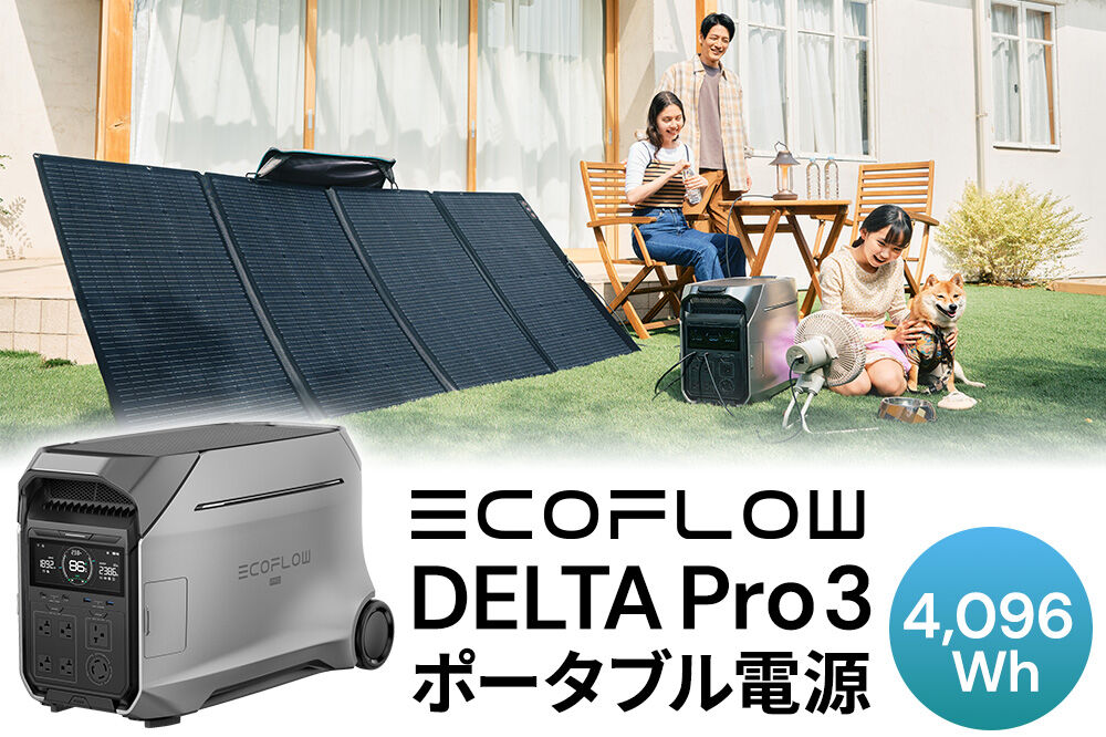 【26年5月中旬～発送】EcoFlow ポータブル電源（容量4,096Wh）DELTA Pro 3 エコフロー デルタプロ3 [ポータブル電源 家庭用蓄電池 節電対策 防災グッズ 蓄電 非常用電源 BCP 震災対策 災害対策 キャンプ 車中泊 長寿命 安全 バッテリー 200V 秋田県 大仙市]