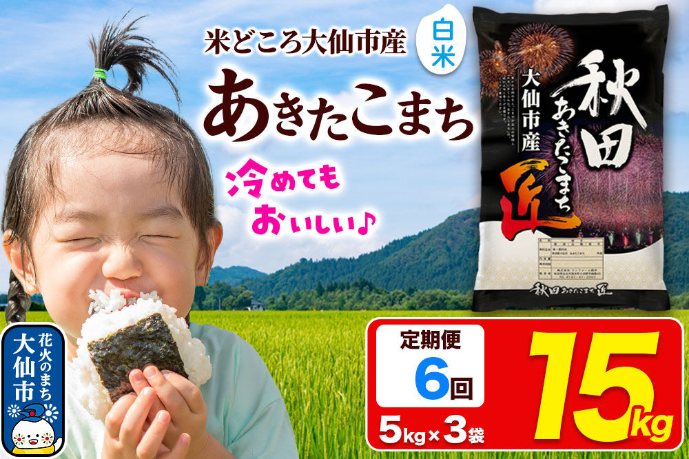 《定期便6ヶ月》米 あきたこまち【白米】15kg（5kg×3袋）秋田県大仙市産 精米 令和7年産 [通算18回 特A 秋田県産 あきたこまち アキタコマチ 秋田こまち 秋田小町 コメ kome 米どころ 5 キロ 小分け ご飯 ごはん サンファーム西木 大仙市]