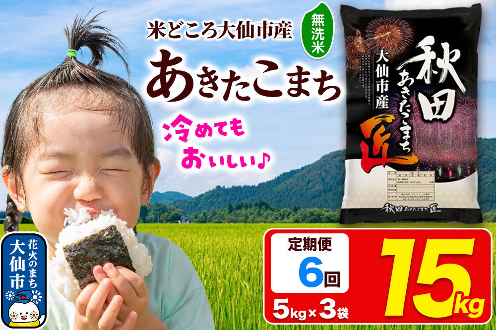 《定期便6ヶ月》米 あきたこまち【無洗米】15kg（5kg×3袋）秋田県大仙市産 精米 令和7年産 [通算23回 特A 秋田県産 あきたこまち アキタコマチ 秋田こまち 秋田小町 コメ kome 米どころ 5 キロ 小分け ご飯 ごはん 無洗米 サンファーム西木 大仙市]