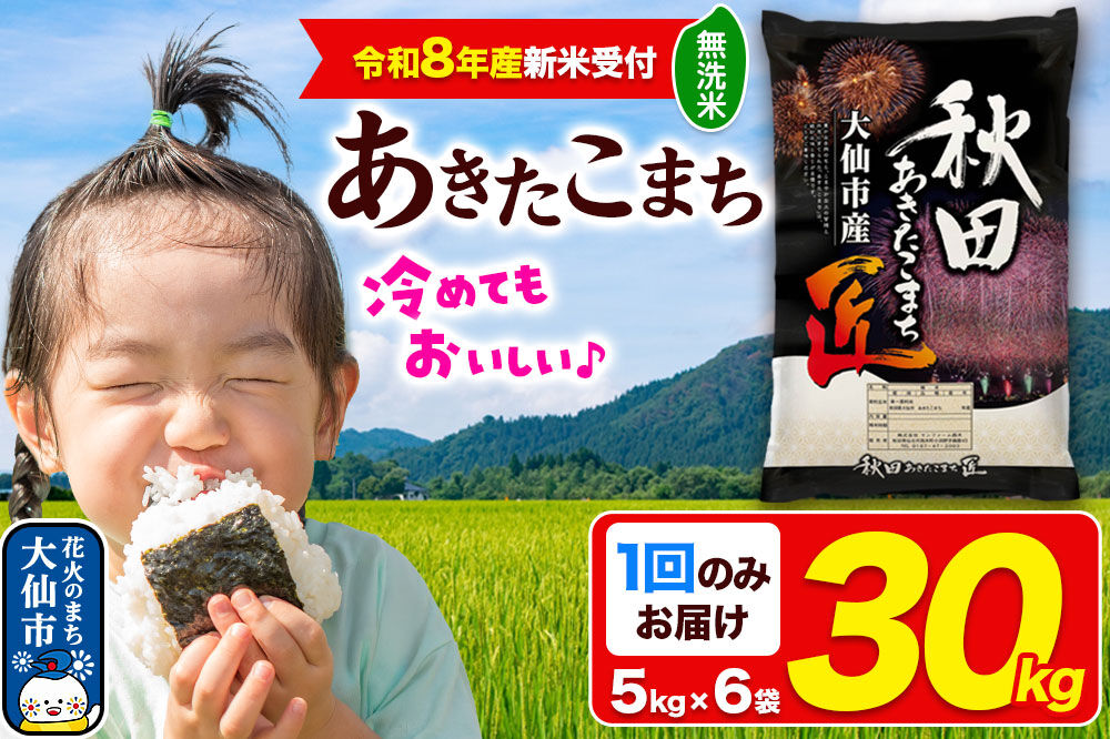 ＜令和8年産 新米受付＞米 あきたこまち【無洗米】30kg（5kg×6袋）秋田県大仙市産 精米 令和8年産 [新米 先行予約 秋田県産 あきたこまち アキタコマチ 秋田こまち 秋田小町 コメ kome 米どころ 5 キロ 小分け ご飯 ごはん サンファーム西木 大仙市]