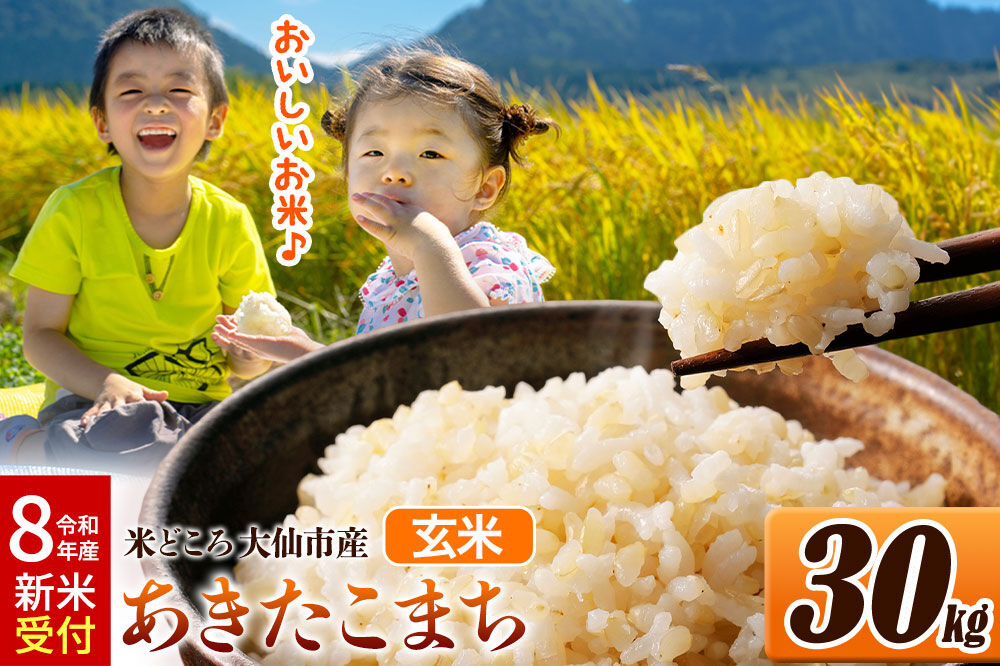 《令和8年産 新米受付》 米【玄米】米どころ秋田県大仙市産 あきたこまち 30kg（30kg×1袋）