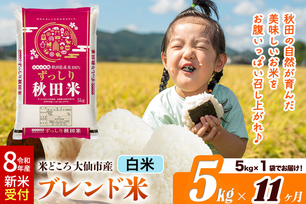 《令和8年産 新米受付》《定期便11ヶ月》米どころ 秋田県大仙市産 ブレンド米【白米】5kg（5kg×1袋） [米 お米 こめ 白米 精米 ブレンド米 小分け ご飯 ごはん 米どころ 秋田県産 大仙市]