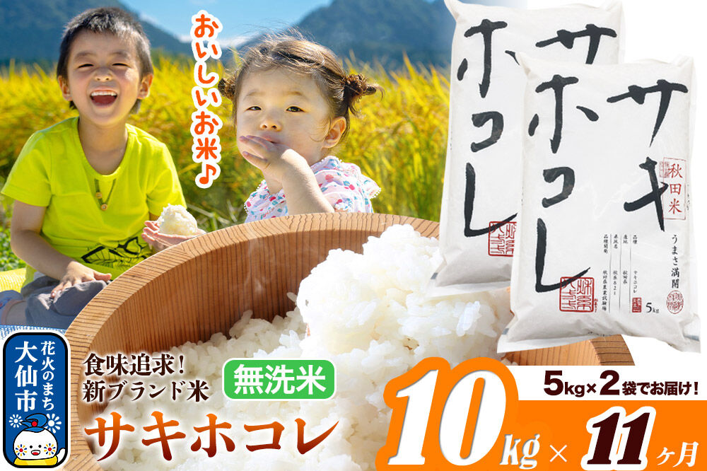 米《定期便11ヶ月》サキホコレ【無洗米】米どころ 秋田県産 令和7年産 10kg（5kg×2袋）大仙市