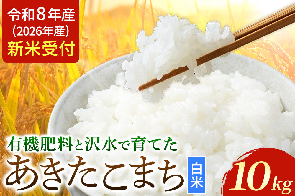 《令和8年産 新米受付》 あきたこまち 秋田県大仙市産  有機肥料と沢水で育てたあきたこまち 白米10kg（1袋） [新米 先行受付 令和8年 米 あきたこまち お米 こめ ブランド米 玄米 米どころ 有機肥料 沢水 秋田 秋田県産 大仙市 10kg]