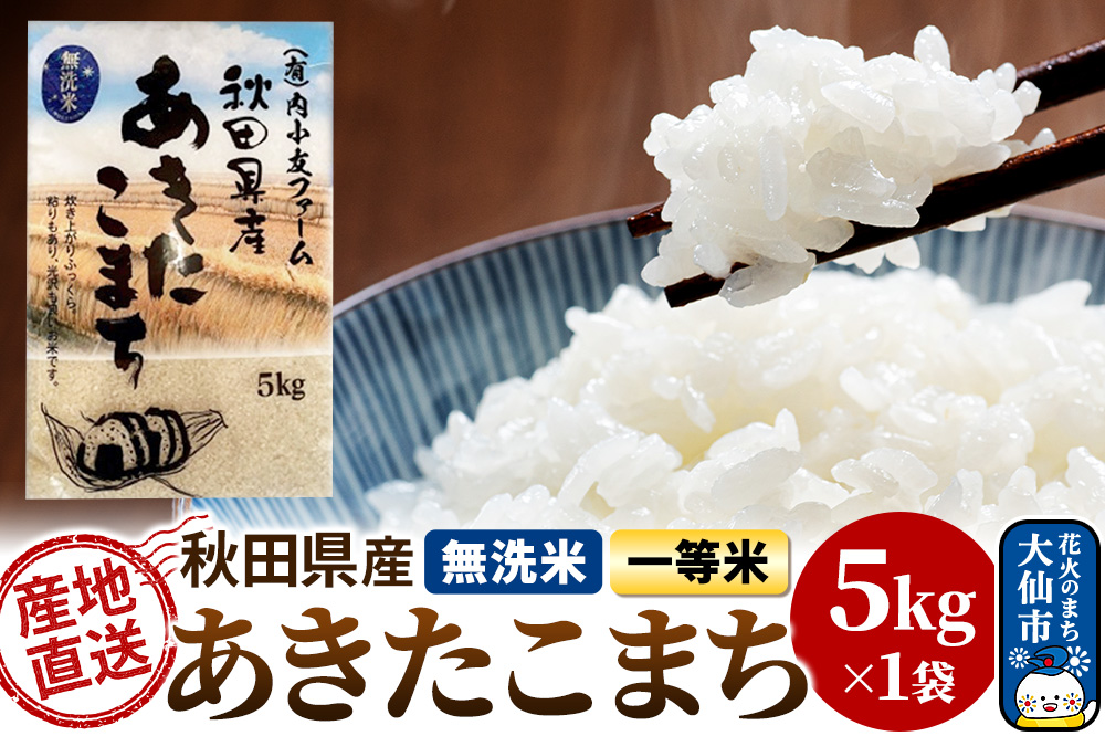米 令和7年産 秋田県産あきたこまち 一等米 農家直送 無洗米5kg 内小友ファーム