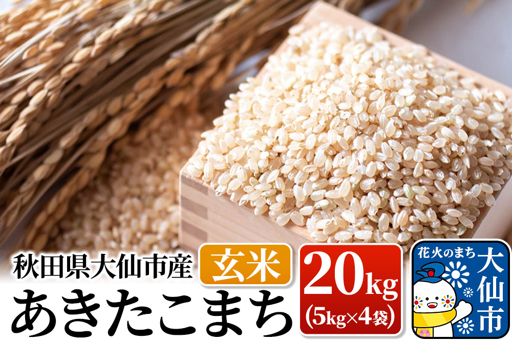 新米 米【令和7年産】あきたこまち 玄米 20kg（5kg×4袋）秋田県大仙市産
