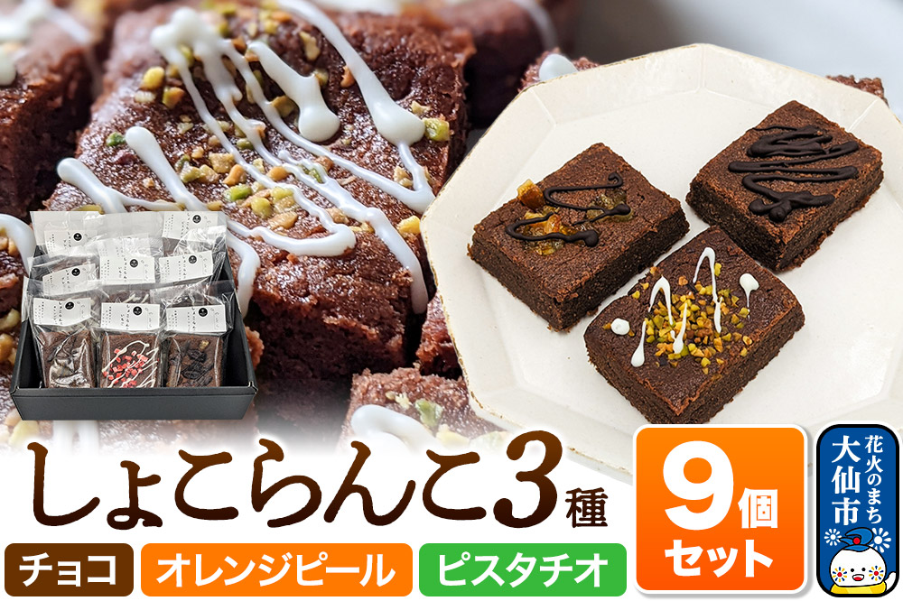 しょこらんこ9個セット［3種詰め合わせ］ブラウニー（チョコ、オレンジピール、ピスタチオ）スイーツ お菓子