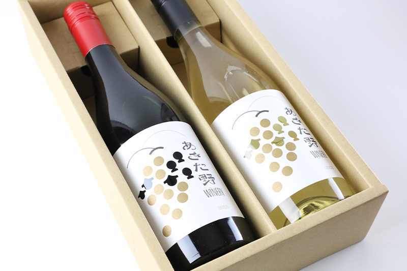 あきた野ワイナリー 日本ワイン 赤白2本セット (各750ml) 国産 秋田 贈答用 赤ワイン 白ワイン ギフト お祝い 家庭用