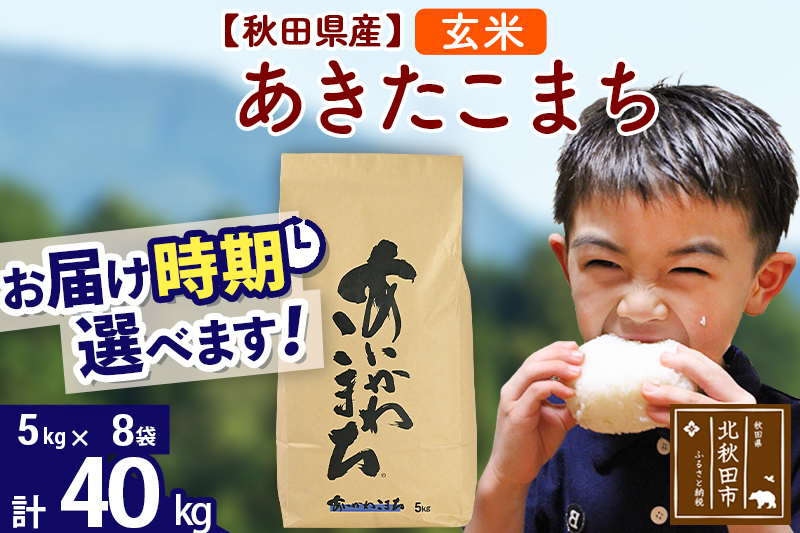 ※令和7年産※秋田県産 あきたこまち 40kg【玄米】(5kg小分け袋) 【1回のみお届け】2025年産 お届け時期選べる お米 藤岡農産