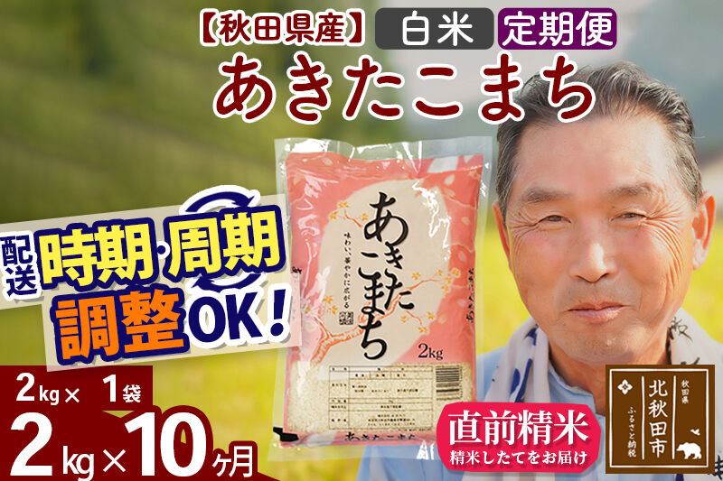 令和7年産《定期便10ヶ月》秋田県産 あきたこまち 2kg【白米】(2kg小分け袋) 2025年産 お届け時期選べる お届け周期調整可能 隔月に調整OK お米 おおもり [おおもり 秋田 お米 あきたこまち 米どころ 東北 北秋田市 定期便 毎月お届け]