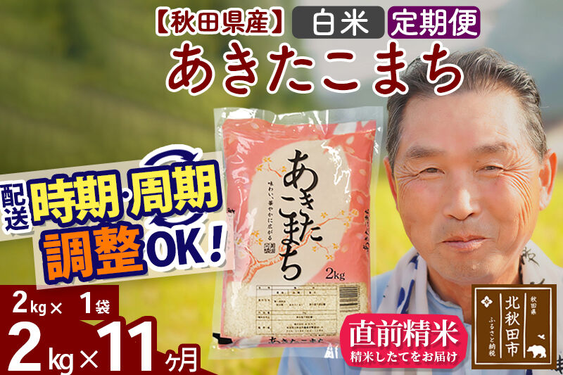 令和7年産《定期便11ヶ月》秋田県産 あきたこまち 2kg【白米】(2kg小分け袋) 2025年産 お届け時期選べる お届け周期調整可能 隔月に調整OK お米 おおもり [おおもり 秋田 お米 あきたこまち 米どころ 東北 北秋田市 定期便 毎月お届け]