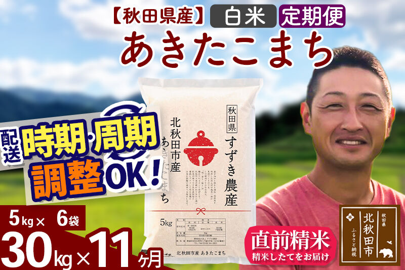 ※令和7年産※《定期便11ヶ月》秋田県産 あきたこまち 30kg【白米】(5kg小分け袋) 2025年産 お届け時期選べる お届け周期調整可能 隔月に調整OK お米 すずき農産