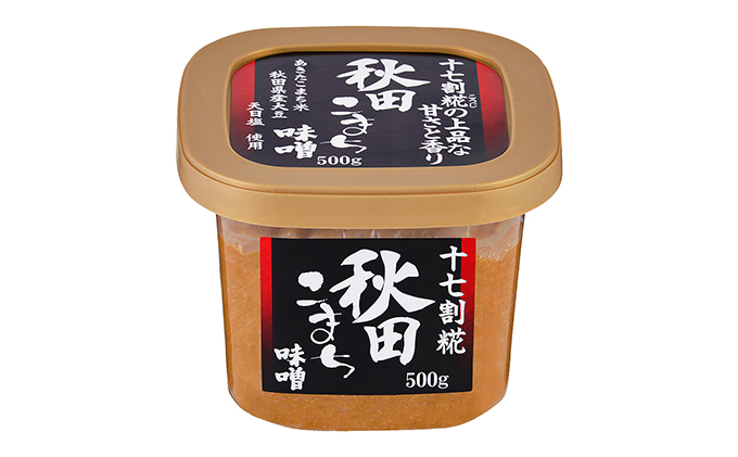 定期便 全5回 つぶ味噌 キッコーナン 17割麹「秋田こまち味噌」1kg（500g×2）秋田県産大豆100％・あきたこまち米100％・天日塩・糀2倍・無添加【 みそ 味噌 小分け カップ 麹 調味料 高級 あきたこまち 秋田県 にかほ 】