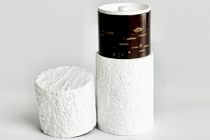 角館樺細工《冨岡商店》茶筒 マットバーク ホワイト スリム L 角館工芸協同組合