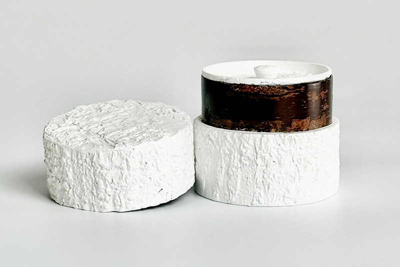 角館樺細工《冨岡商店》茶筒 マットバーク ホワイト ワイド S 角館工芸協同組合