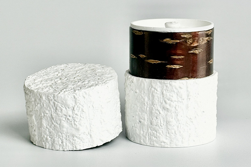 角館樺細工《冨岡商店》茶筒 マットバーク ホワイト ワイド M 角館工芸協同組合