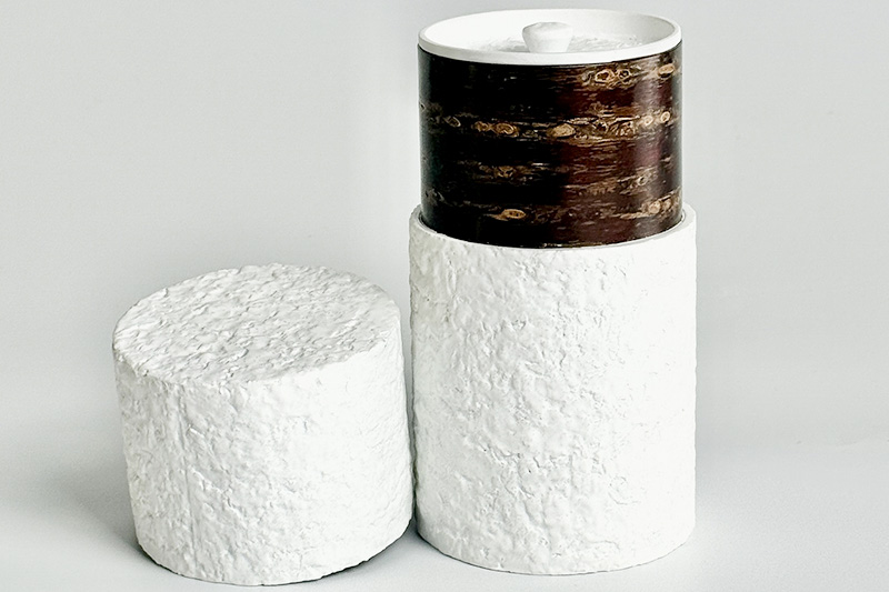 角館樺細工《冨岡商店》茶筒 マットバーク ホワイト ワイド L 角館工芸協同組合