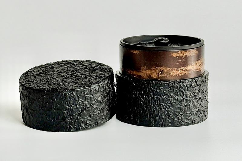 角館樺細工《冨岡商店》茶筒 マットバーク ブラック ワイド S 角館工芸協同組合