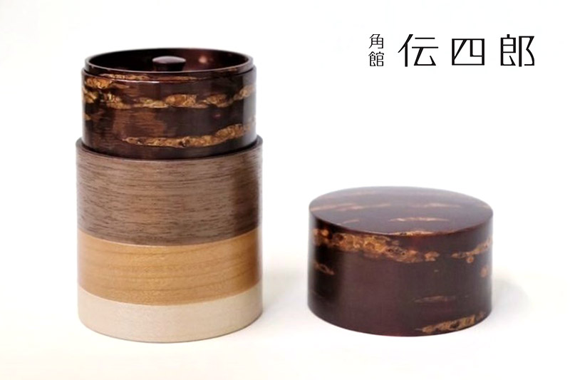 角館樺細工《藤木伝四郎商店》輪筒4色 茶筒 無地皮 角館工芸協同組合